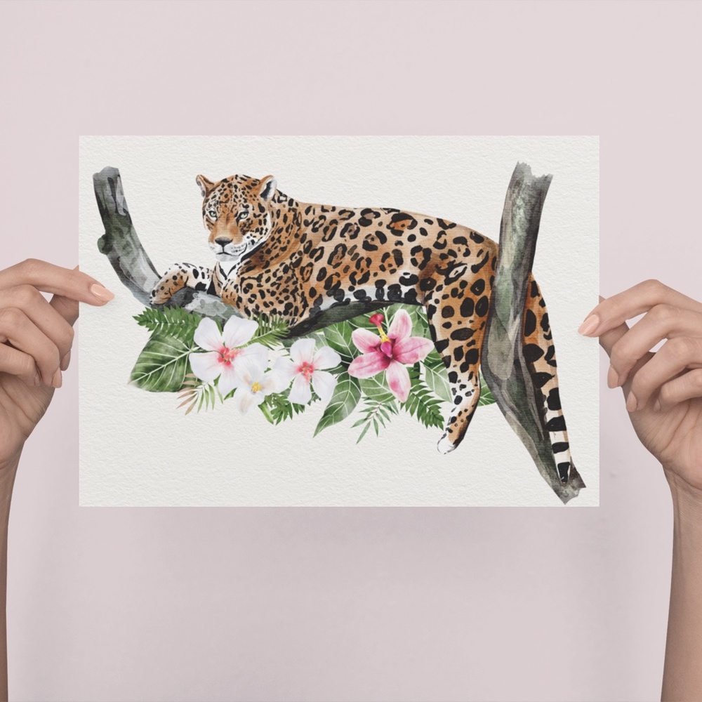 Jaguar Watercolor Illustration Wall Art Print Poster Unframed - Picture 6 of 10
